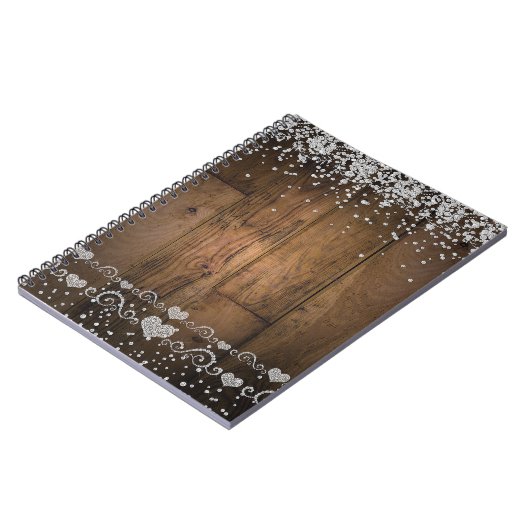 Rustiek Hout Glam Diamonds Glitter Wedding Planner Notitieboek (Linkerzijde)