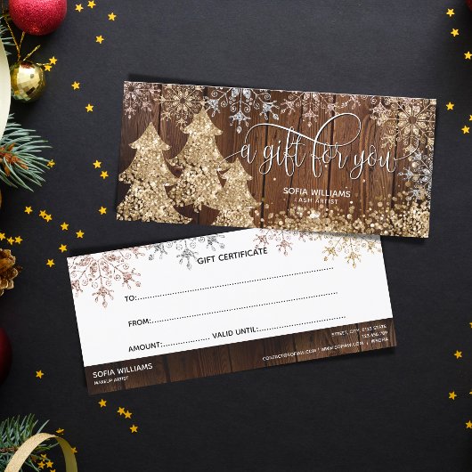 Rustiek Hout Glitter Kerstboom Sneeuwvlokken