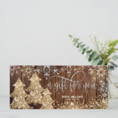 Rustiek Hout Glitter Kerstboom Sneeuwvlokken (Staand voorkant)