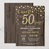 Rustiek Hout Goud 50e Verjaardag Diamant Kaart (Voorkant / Achterkant)