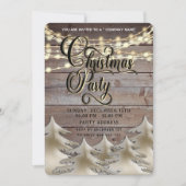 Rustiek hout goud bedrijfsfeest kaart (Voorkant)