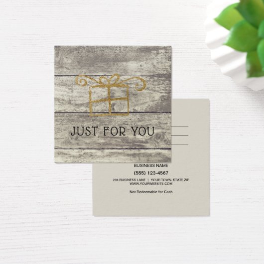 Rustiek Hout Goud Cadeau Kaart Certificaat (Bureau)