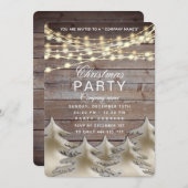 Rustiek hout goud corporate kerstfeest Invita Kaart (Voorkant / Achterkant)