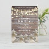 Rustiek hout goud corporate kerstfeest Invita Kaart (Staand voorkant)