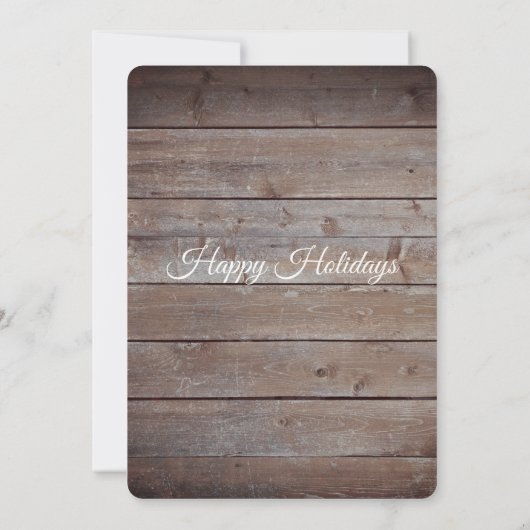 Rustiek hout goud corporate kerstfeest Invita Kaart (Achterkant)