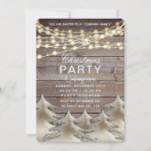 Rustiek hout goud corporate kerstfeest Invita Kaart (Voorkant)