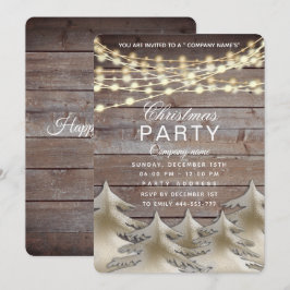 Rustiek hout goud corporate kerstfeest Invita Kaart