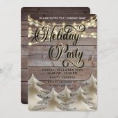 Rustiek hout goud corporate Vakantie feest Kaart (Voorkant / Achterkant)