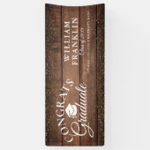 Rustiek Hout Goud Glitter Modern Afstuderen Spandoek (Verticaal)