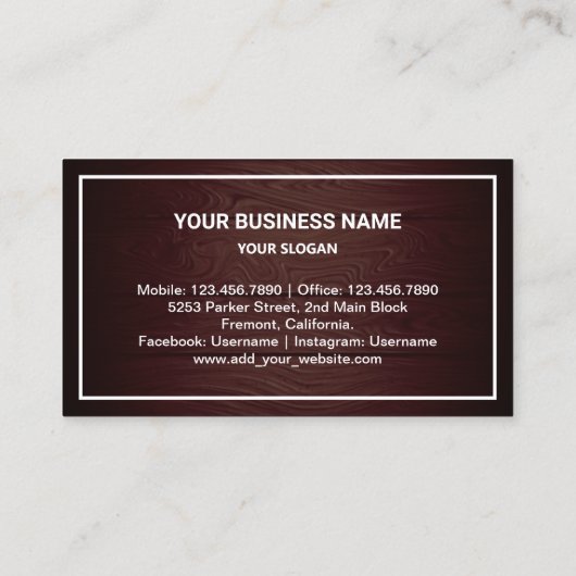 Rustiek Hout Goud Huishoudelijke Toestellen Repara Visitekaartje (Achterkant)