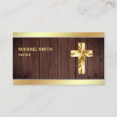Rustiek Hout Gouden Folie Jezus Christus Kruis Pas Visitekaartje (Voorkant)
