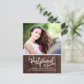 Rustiek Hout Graduatie Partij Uitstel Briefkaart (Staand voorkant)