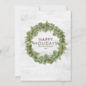 Rustiek Hout Greenery Krans Bourgogne Kerstmis Feestdagenkaart (Voorkant)