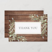 Rustiek hout groen begrafenis viering van het leve bedankkaart (Voorkant / Achterkant)