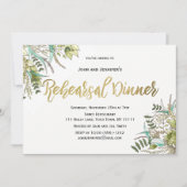 Rustiek hout groen blad gouden repetitie diner kaart (Voorkant)