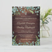 Rustiek hout groen eucalyptus bruiloft kaart (Staand voorkant)