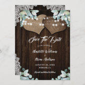Rustiek Hout Groen Eucalyptus White Lace Wedding Save The Date (Voorkant / Achterkant)