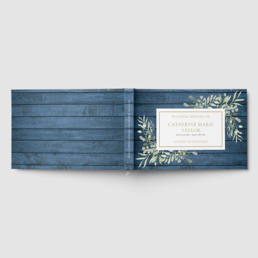 Rustiek hout groen in liefdevolle herinnering begr gastenboek (Volledig)