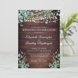 Rustiek hout groen licht bruiloft viering kaart