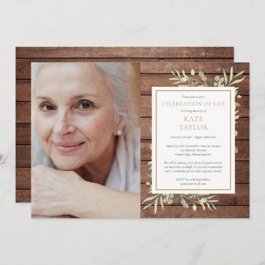 Rustiek Hout Groen Viering van het Leven Foto Kaart (Voorkant / Achterkant)