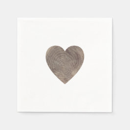 Rustiek hout groot hart bruiloft servetten