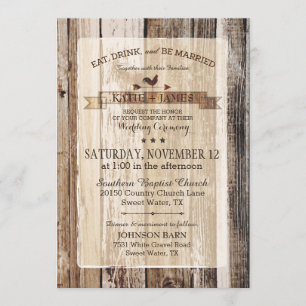 Rustiek Hout Haan Weer Vane Wedding Kaart