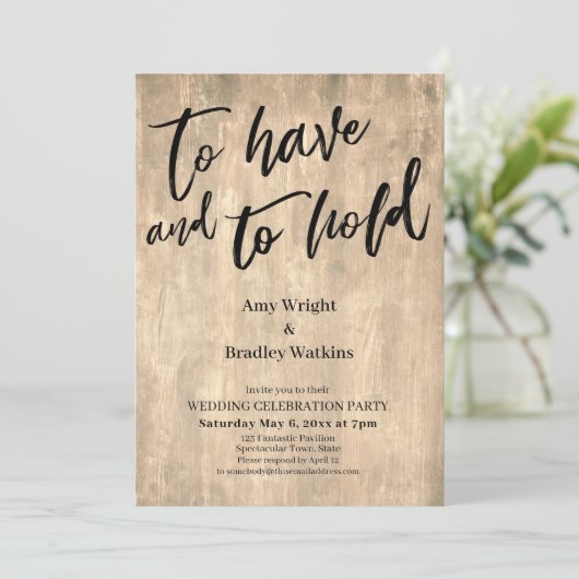 Rustiek hout handschrift Om te hebben en te houden Kaart (Staand voorkant)