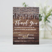 Rustiek Hout Hangende Diamanten Lichten Dank u Bedankkaart (Staand voorkant)