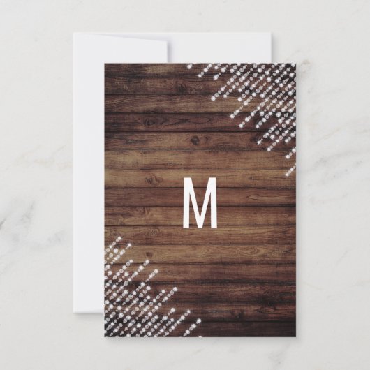 Rustiek Hout Hangende Diamanten Lichten Dank u Bedankkaart (Achterkant)