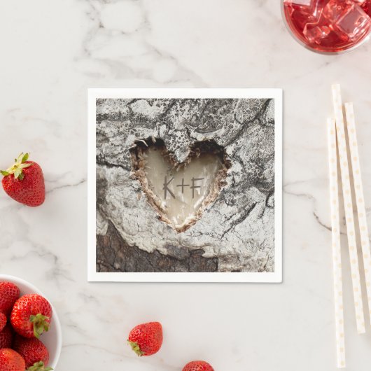 Rustiek Hout Hart Berk Bark Wedding Servetten (Insitu)