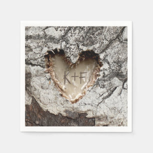 Rustiek Hout Hart Berk Bark Wedding Servetten