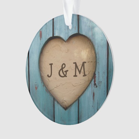 Rustiek Hout Hart Custom Jaar Initiaal Favor Ornament (voorkant)