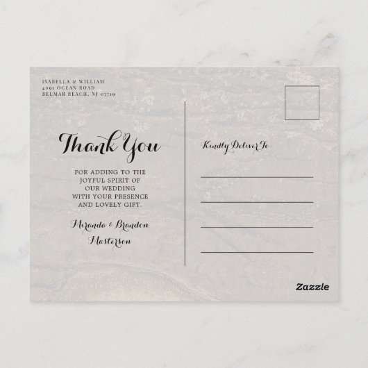 Rustiek Hout Hart Foto Bruiloft Dank u Briefkaart (Achterkant)