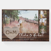 Rustiek Hout Hart FOTO Collage Passen getrouwd Bru Gastenboek (Voorkant)