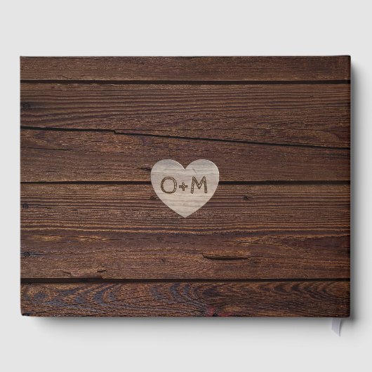 Rustiek Hout Hart FOTO Collage Passen getrouwd Bru Gastenboek (Achterkant)