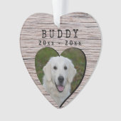 Rustiek Hout Hart Hond Memorial Keepsake Foto Ornament (voorkant)