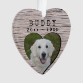 Rustiek Hout Hart Hond Memorial Keepsake Foto Ornament (voorkant)