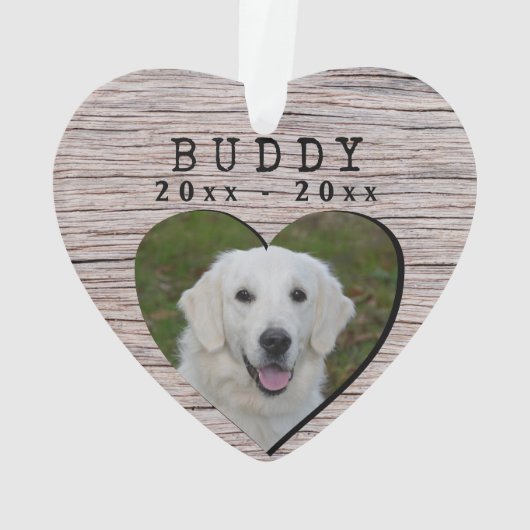 Rustiek Hout Hart Hond Memorial Keepsake Foto Ornament (achterkant)