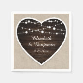 Rustiek Hout Hart String Lights Burlap Bruiloft Servet (Voorkant)