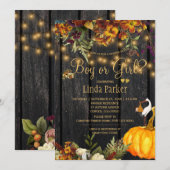 Rustiek hout herfst herfst baby shower gender open kaart (Voorkant / Achterkant)