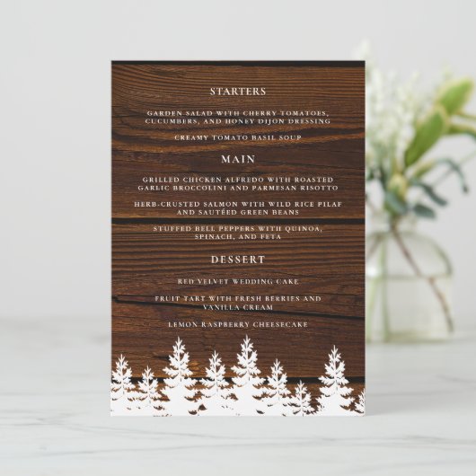 Rustiek Hout Herfst Herfst Winter Trouwtafel Menu (Staand voorkant)