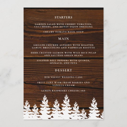 Rustiek Hout Herfst Herfst Winter Trouwtafel Menu (Voorkant)