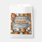 Rustiek Hout Herfst Pompoenen en Bladeren Thanksgi Bedankzakje (Voorkant)