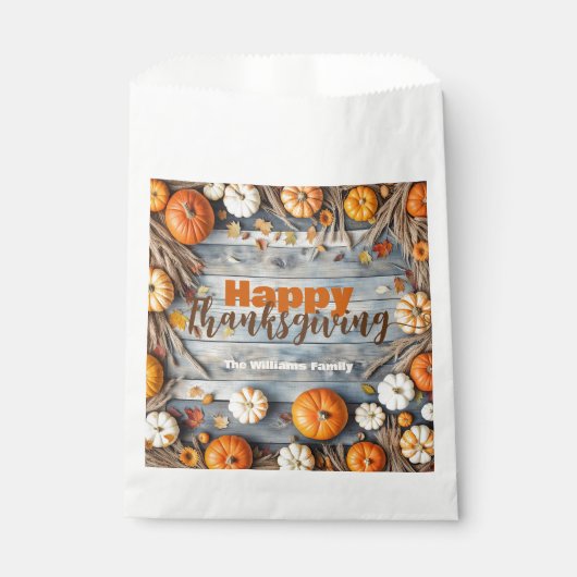 Rustiek Hout Herfst Pompoenen en Bladeren Thanksgi Bedankzakje (Voorkant)