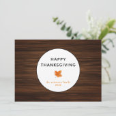 Rustiek hout herfstblad Happy Thanksgiving Feestdagenkaart (Staand voorkant)