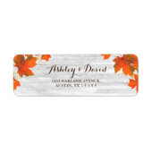 Rustiek hout | Herfstbladeren | Gouden Glitter Bru Etiket (Voorkant)