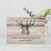 Rustiek hout | Herten bruiloft tafel nummmer kaart (Staand voorkant)