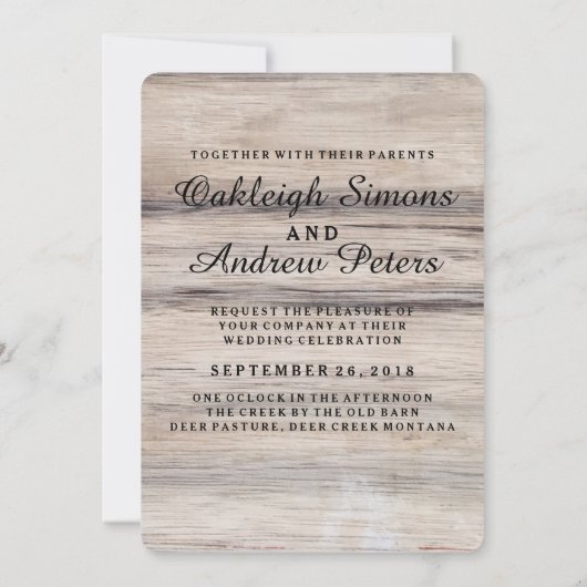 rustiek hout | Herten bruiloft uitnodiging (Achterkant)