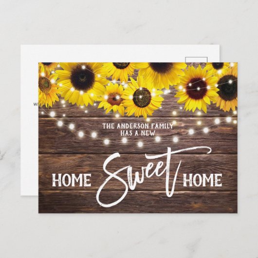 Rustiek Hout Home Sweet Home Bewegende aankondigin Briefkaart (Voorkant / Achterkant)