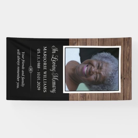 Rustiek hout in liefdevolle herinnering Foto Graf  Spandoek (Horizontaal)